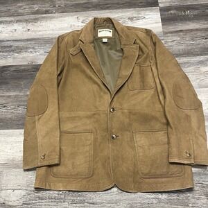 Orvis Zambezi Bandera Leather Safari Brown Men 46L Sportsman Blazer Field Jacket